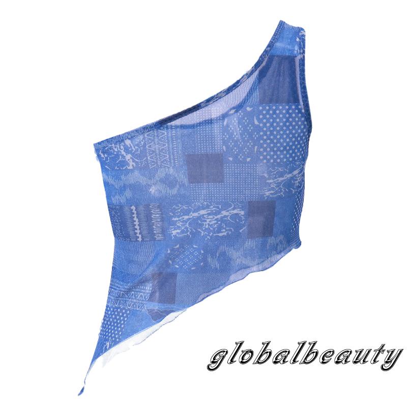 Áo Lửng Không Tay Lệch Vai In Họa Tiết Thời Trang Mùa Hè Cho Nữ