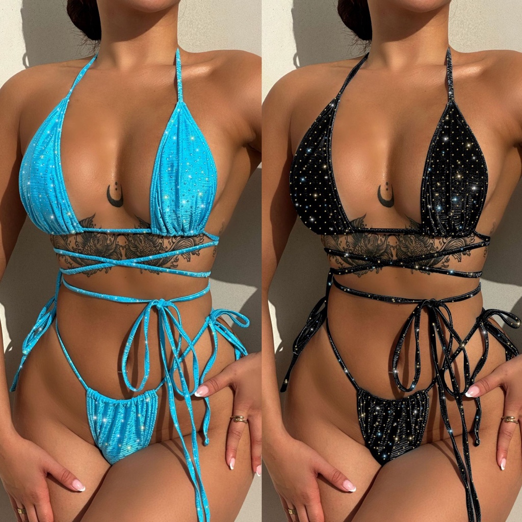 Bikini Hai Mảnh Họa Tiết Chấm Bi Màu Sắc Thời Trang Cho Nữ