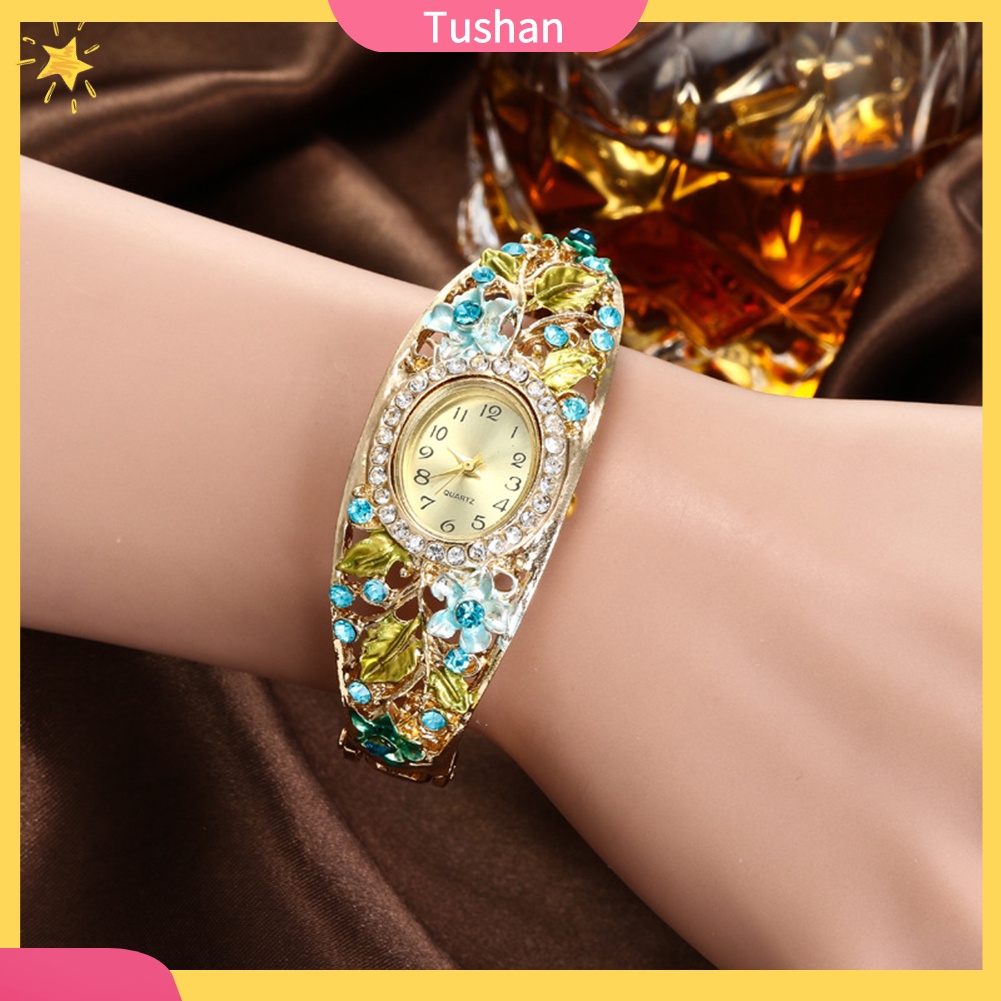 Đồng Hồ Đeo Tay Mặt Oval Đính Đá Thời Trang Dành Cho Nữ