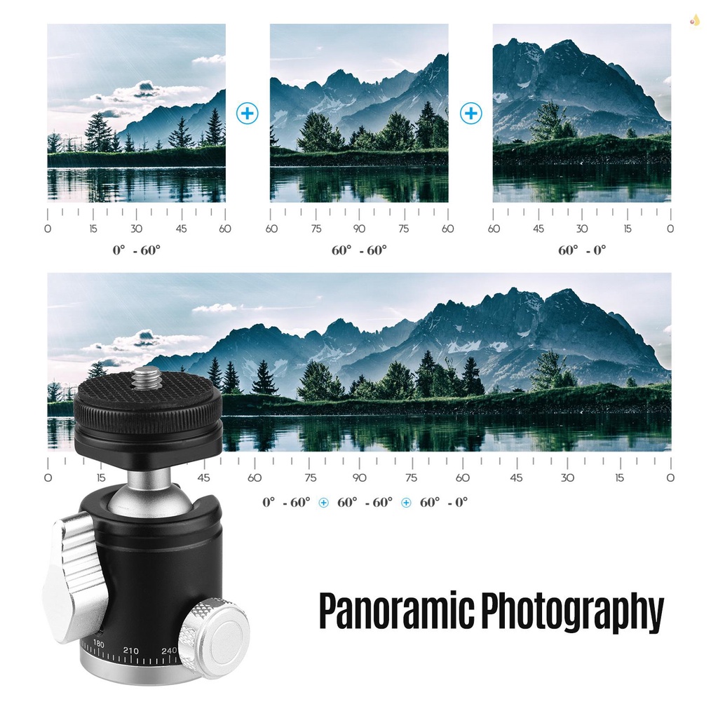 Vít 1 / 4 Đầu Bi Mini 360 Độ 2 Trong 1° Đầu Bi Xoay Bằng Hợp Kim Nhôm Cho Giá Đỡ Ba Chân Máy Ảnh / Điện Thoại