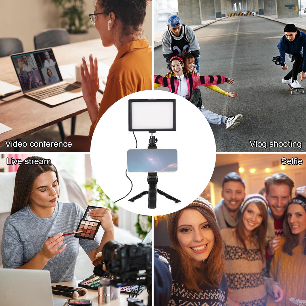 Bộ Đèn LED Andoer Để Bàn Chuyên Nghiệp + Giá Đỡ Ba Chân Điều Chỉnh Được + 120 Hạt Đèn Màu Nhiệt Độ 3200-5600K 14 Mức Độ Sáng