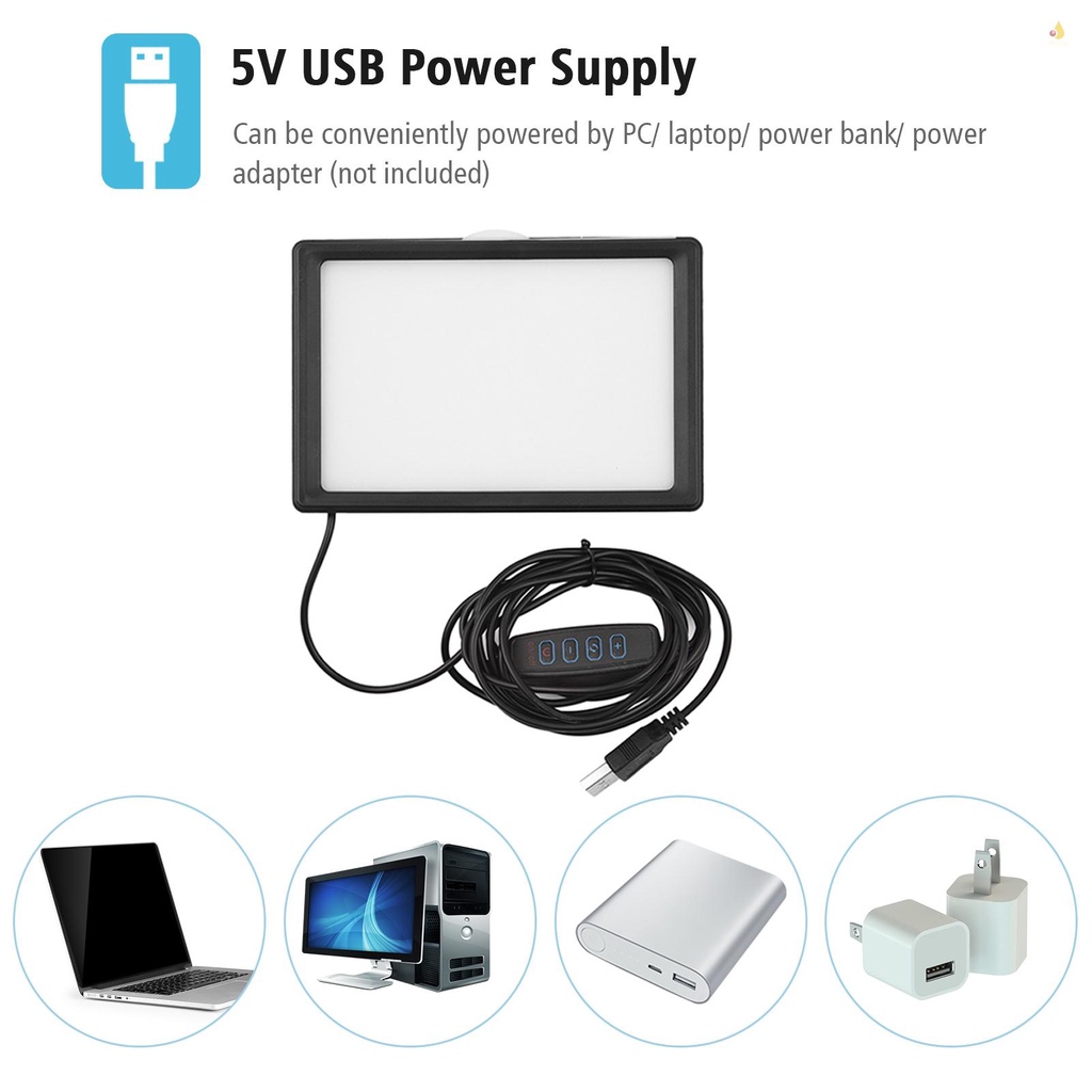 Đèn LED USB Andoer 1 * 3200K-5600K + 1 * Đèn Để Bàn Có Thể Gập Lại + Adapter Đầu Bi Linh Hoạt + 5 * Co