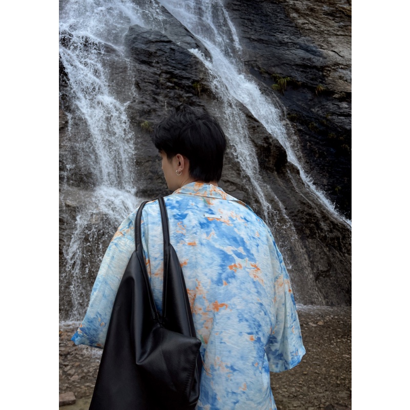 Áo Sơ Mi Tay Lửng Nhuộm Màu Họa Tiết Hoa Thời Trang Mùa Hè Cho Nam