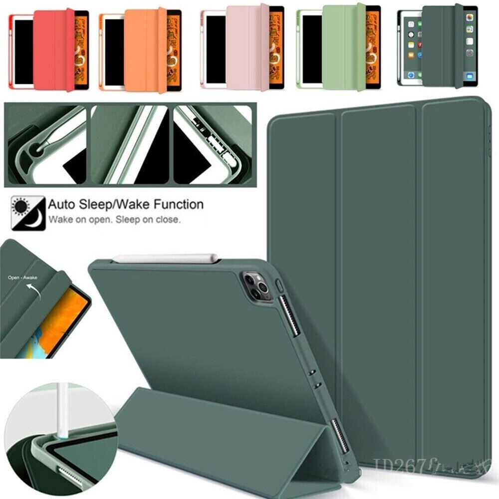 ốp ipd gen 9 8 7 có khay đựng bút Bao Da Thông Minh Cho Ipad Phiên Bản Có Khay Đựng Bút Chính Hãng 100% Viền Silicon ốp ipd