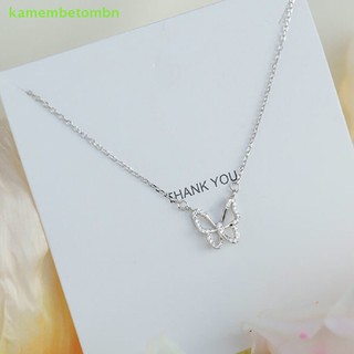 Vòng cổ bạc mặt hình bướm đính đá pha lê thanh lịch cho nữ