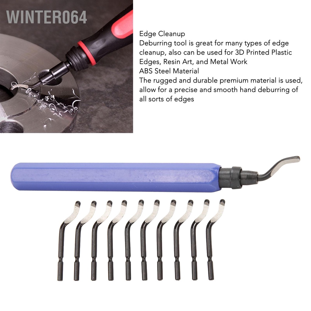 Winter064 Dụng cụ gỡ bavia với 10 lưỡi dao Edge Burr Remover cho đồng ống PVC in 3D nhựa nghệ thuật gia công kim loại