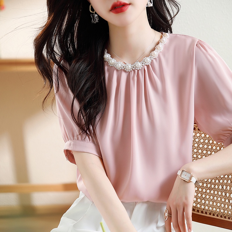 Áo sơ mi MULTIPLICATION FF chất chiffon lụa đính hạt công nghiệp thời trang mùa hè mới 2023