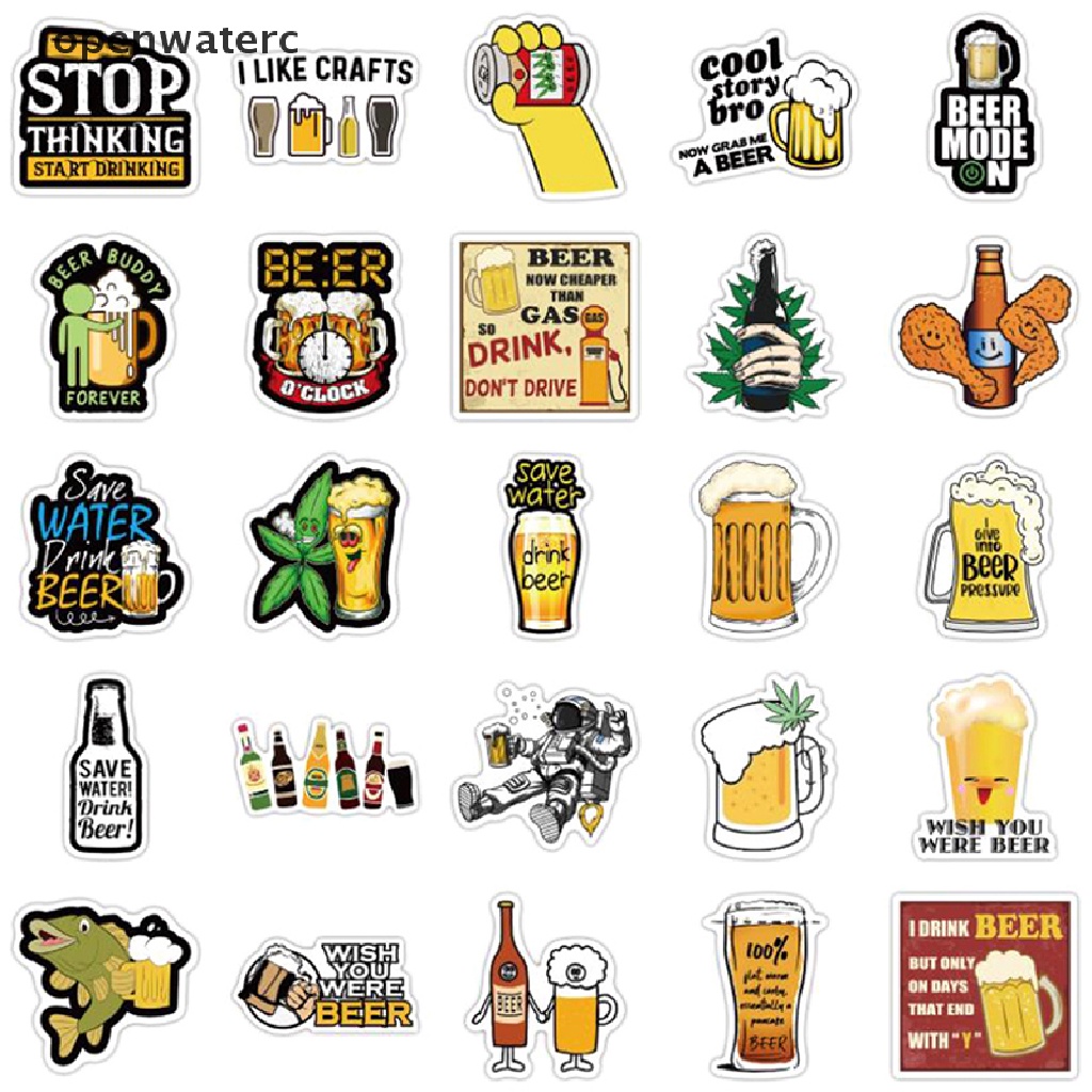 Bộ 50 Miếng Dán Hình Nhân Vật Vui Nhộn Dùng Trang Trí Ván Trượt / Guitar / Laptop