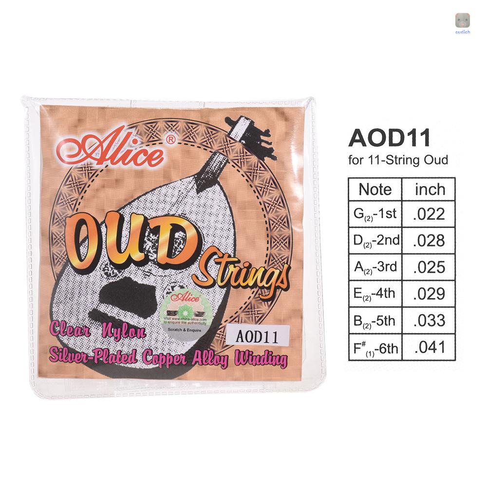 Bộ Dây Đàn Alice AOD11 11 Vòng (G-D-A-E-B-F) Lõi Nylon Mạ Đồng Bạc (. 022-.041)