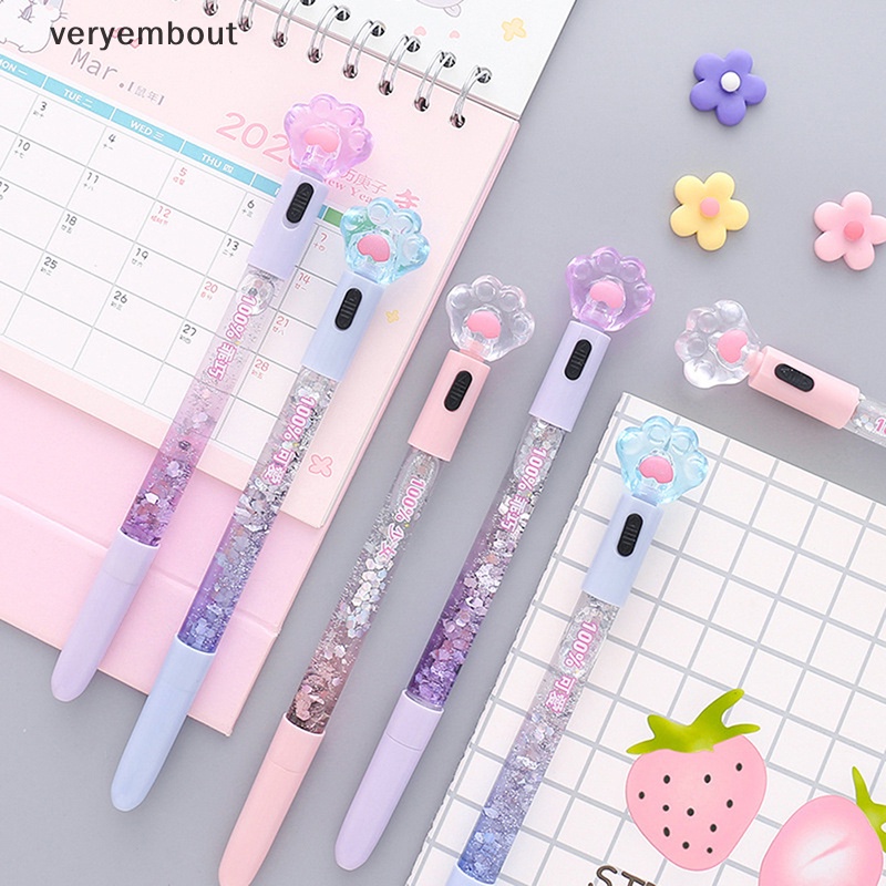 Bút Mực Gel Hình Chân Mèo Có Đèn Led Dễ Thương