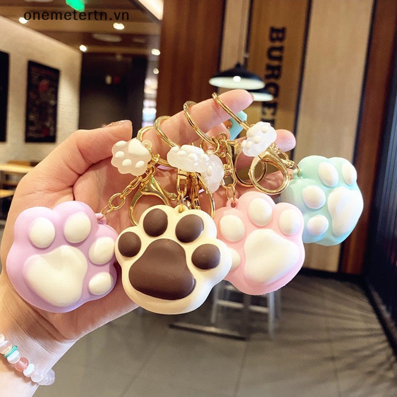 Móc Chìa Khóa Hình Chân Mèo Bằng Cao Su Pvc Mềm Chống Thất Lạc
