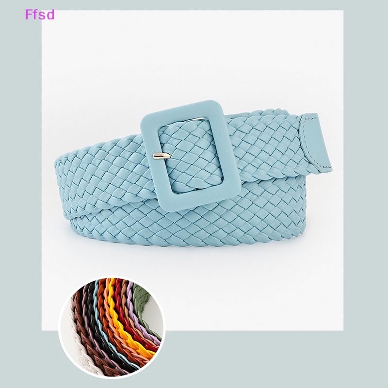 {Ffsd} Mới Thắt Lưng Dệt Khóa Vuông Màu Kẹo Đơn Giản Thời Trang Hàn Quốc Cho Nữ Trẻ Em * Bán Chạy