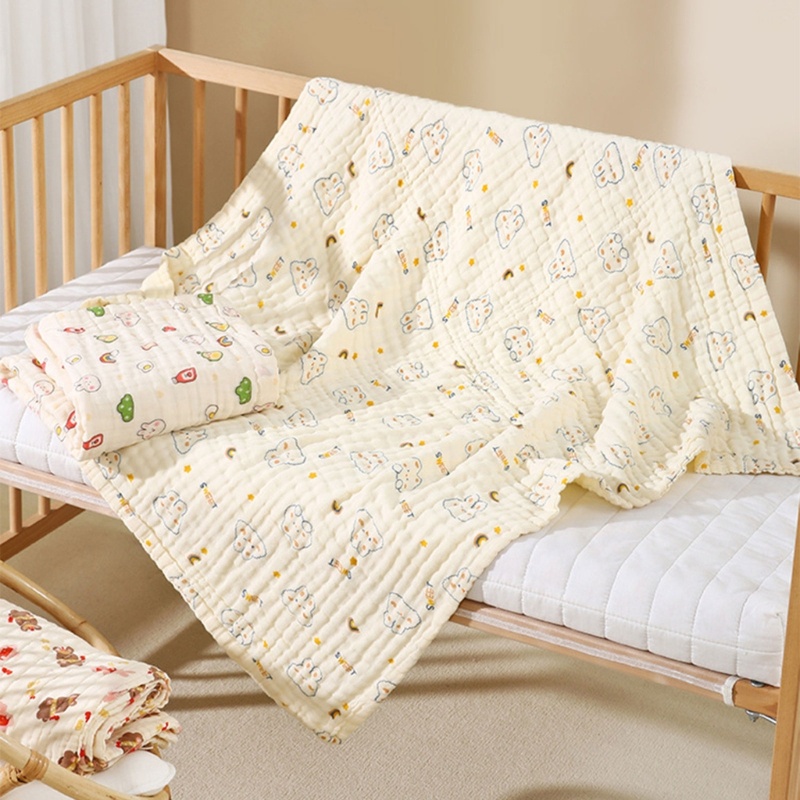 Chăn Quấn Bé Sơ Sinh Bằng Cotton 6 Lớp In Họa Tiết Hoạt Hình Dễ Thương