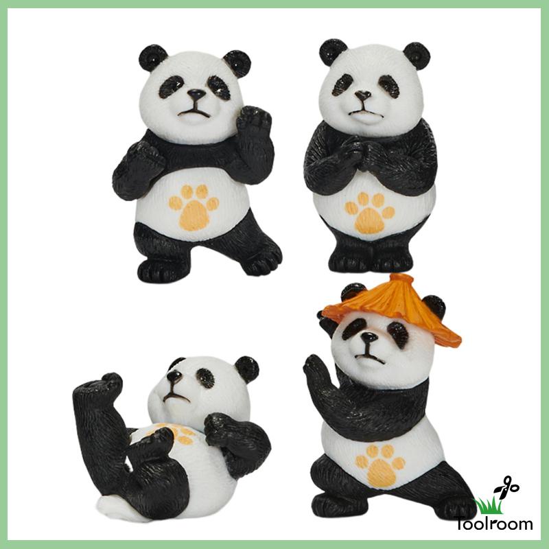 Set 4 Bức Tượng Gấu Trúc Nhỏ Điêu Khắc Trang Trí Nhà Cửa Sân Vườn