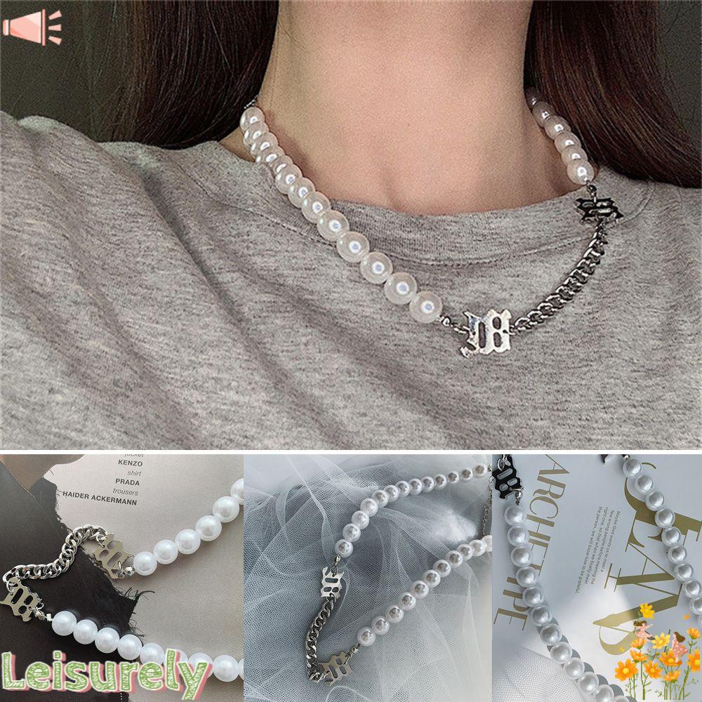 LEILY New Bracelet Men Letter Pearl Stitching Necklace Jump Di Chain Attractive Jewelry Fashion Woman Hip Hop Choker