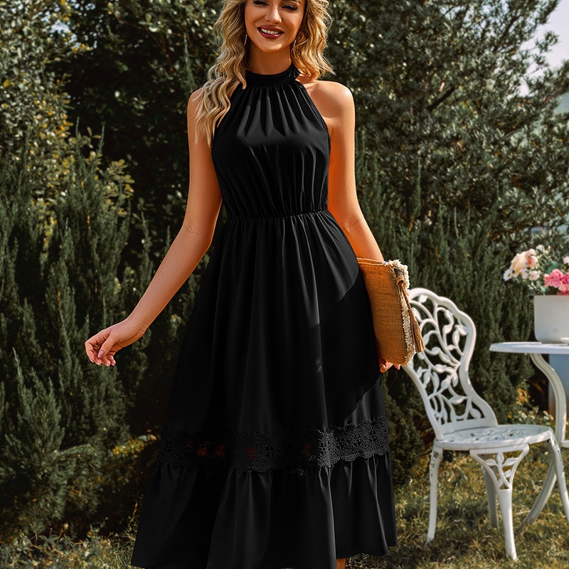 Đầm Ren Không Tay Màu Trơn Thời Trang Dành Cho Nữ