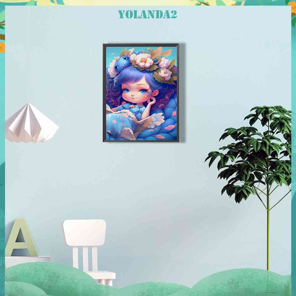 Bộ Tranh Đính Đá 5D Họa Tiết Hoạt Hình Cô Gái Độc Đáo DIY Dùng Trang Trí Nhà Cửa