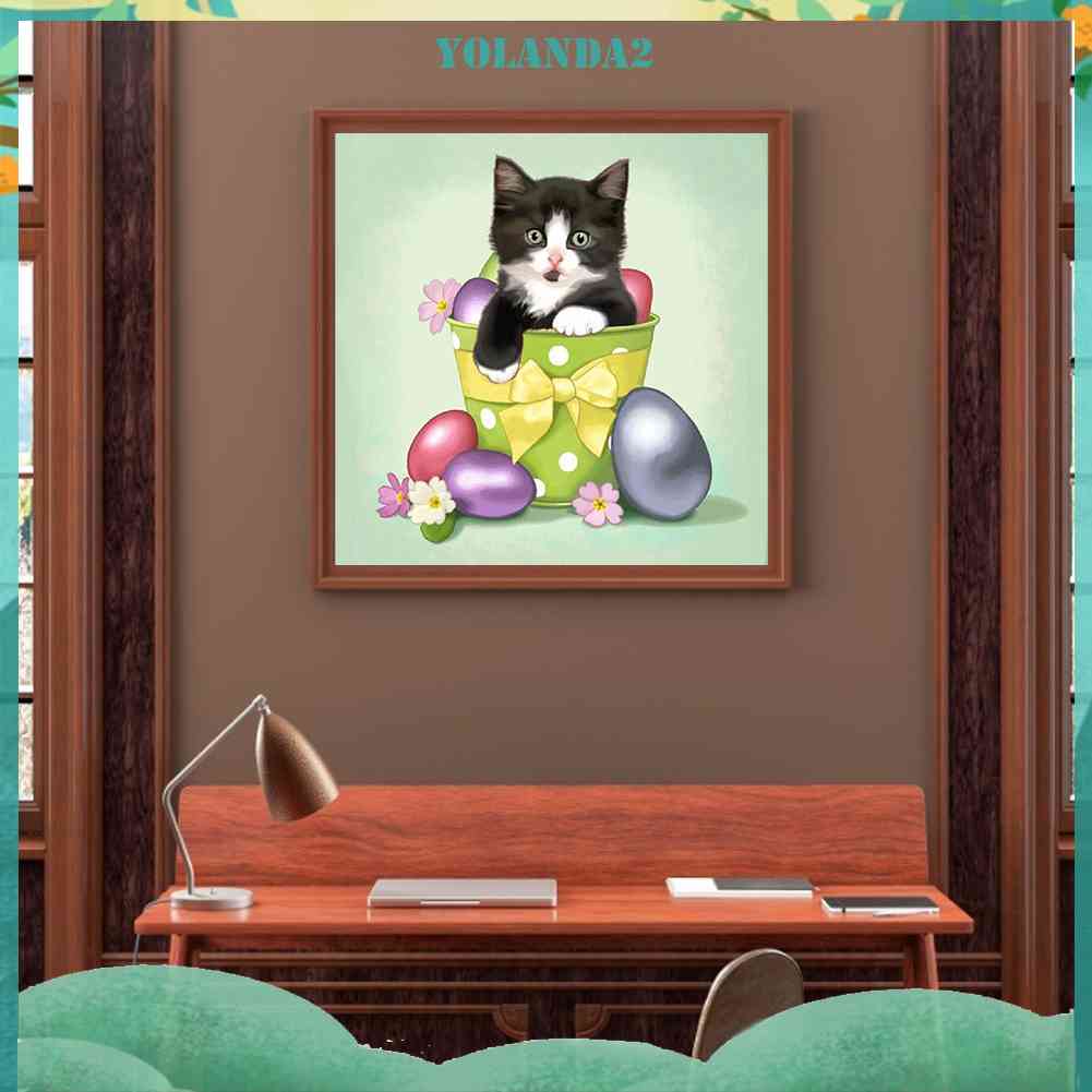 Bộ Tranh Đính Đá 5D DIY Hình Mèo Kitty Nhiều Màu Sắc Để Trang Trí Nhà