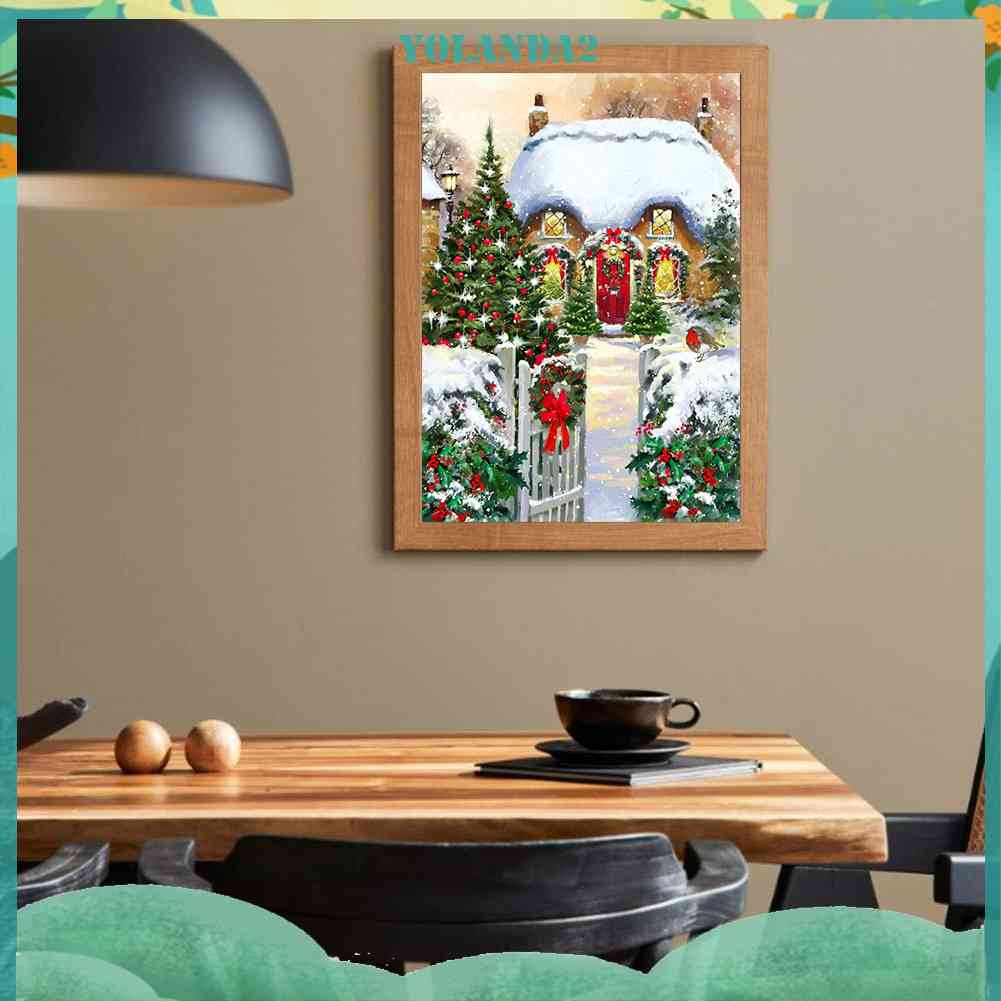 Tranh Đính Đá Kim Cương Toàn Bộ 5D DIY Hình Vẽ Vườn Giáng Sinh