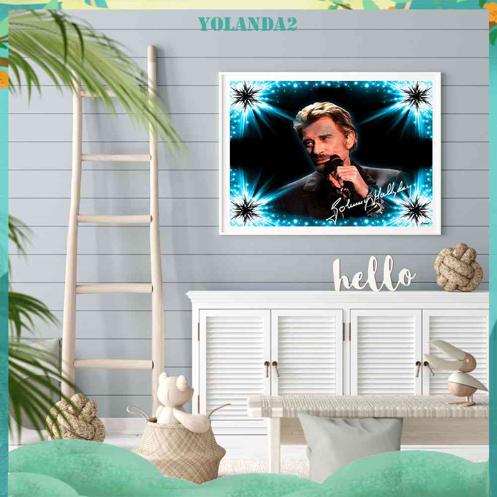 Tranh Đính Đá Kim Cương Toàn Bộ 5D DIY Hình Johnny Halliday