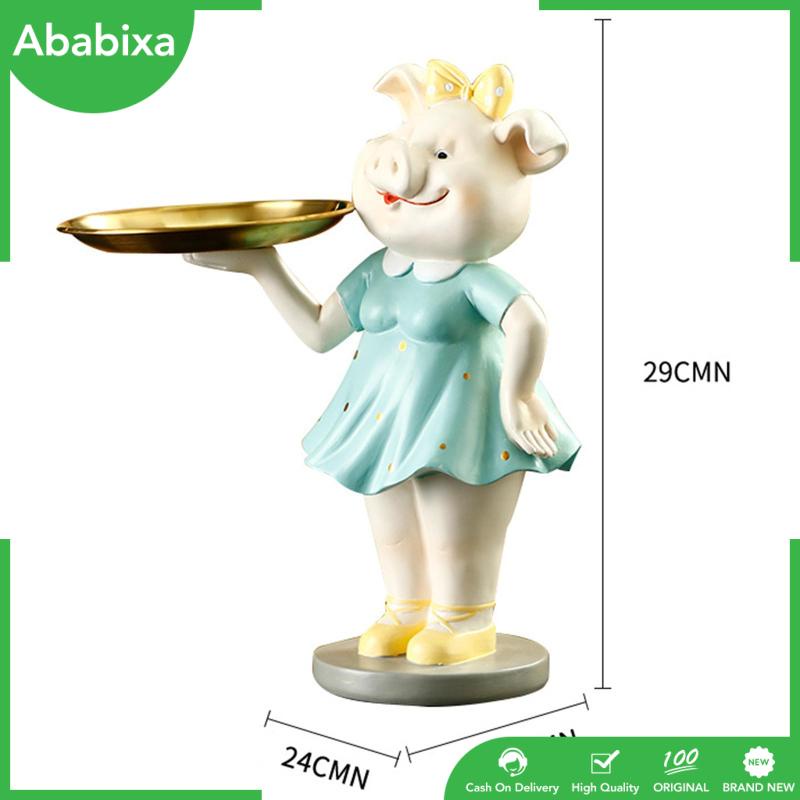 [Ababixa] Tượng Heo Con Kèm Khay Đựng Chìa Khóa Và Khay Điêu Khắc Nghệ Thuật Để Bàn Phòng Khách Nhà Hàng