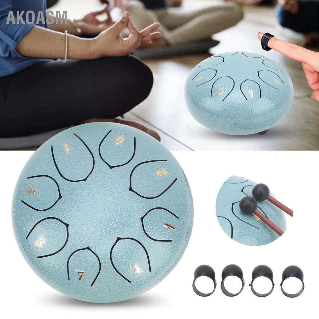 Trống Lưỡi 8 Nốt Sen Thanh Khiết Tiếng Phạn Tay Chảo Nhạc Cụ Gõ Xanh Rêu 6in 2973103 AKOASM