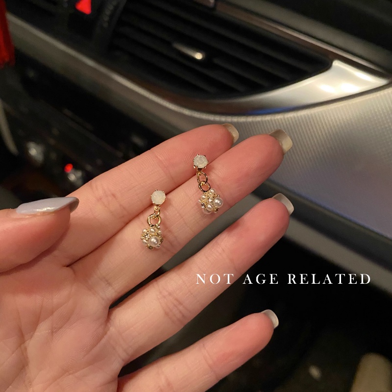 Bông Tai Mạ Bạc 925 Hình Nơ Đính Ngọc Trai Đơn Giản Phong Cách Hàn Quốc Mới