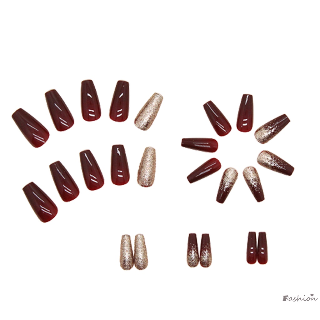 Bộ Móng Tay Giả Lấp Lánh Phủ Toàn Diện Kèm Keo Dán Tiện Dụng