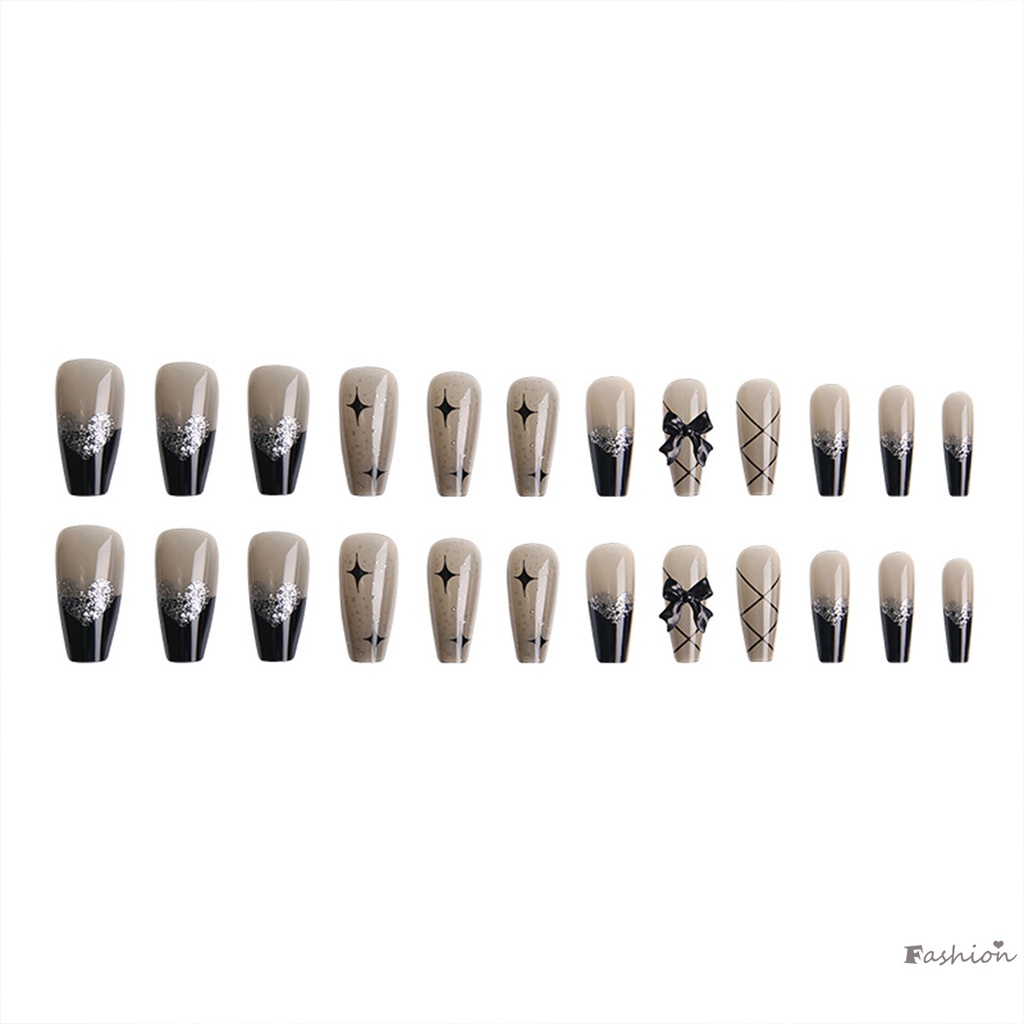 Móng Tay Giả Màu Đen Trơn Trong Suốt Cho Nữ