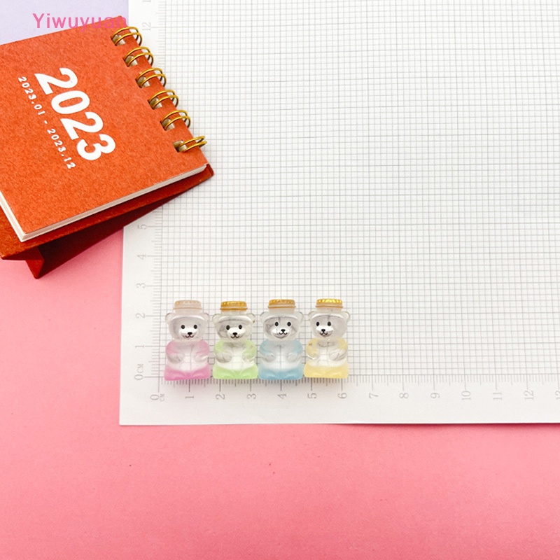 Bộ 5 Gấu Nhựa Phát Quang Trong Suốt Trang Trí Xe Hơi Mới