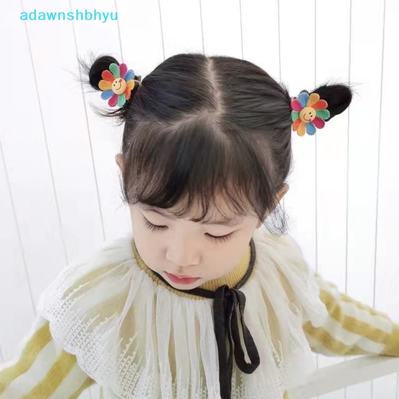 1 Cặp Kẹp Tóc Đan Len Hình Hoa Hướng Dương Mặt Cười Dễ Thương Cho Bé Gái VN