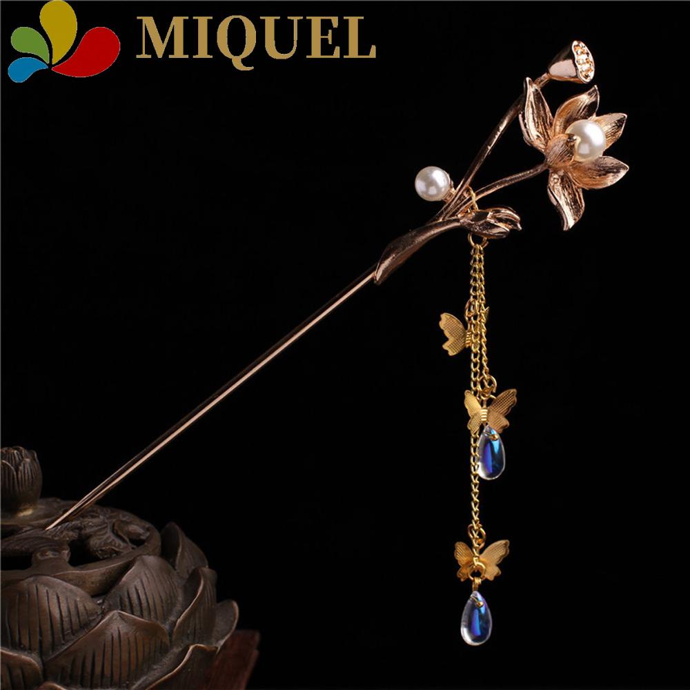 Trâm Cài Tóc Đính Hoa Và Bướm Tua Rua Phong Cách Trung Hoa|Phụ Kiện Dây Buộc Tóc Xinh Xắn Thời Trang