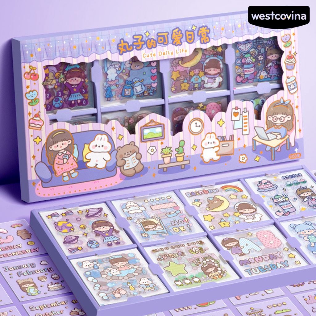 [COD]♪Bộ 200 Miếng Dán Tự Dính Họa Tiết Hoạt Hình Dễ Thương Chống Thấm Nước Trang Trí Sổ Tay / Đồ Dùng