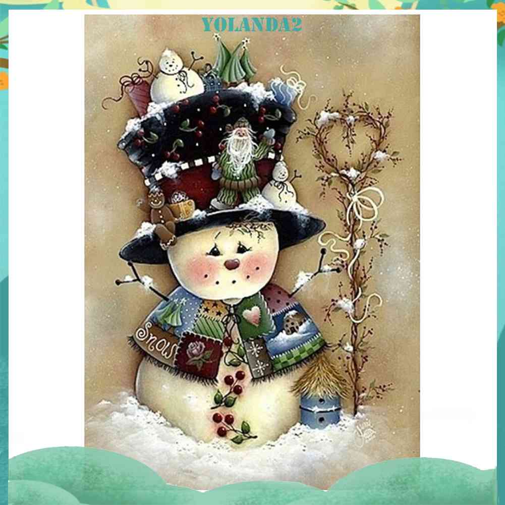 Tranh Đính Đá Kim Cương Toàn Bộ 5D DIY Hình Người Tuyết Giáng Sinh