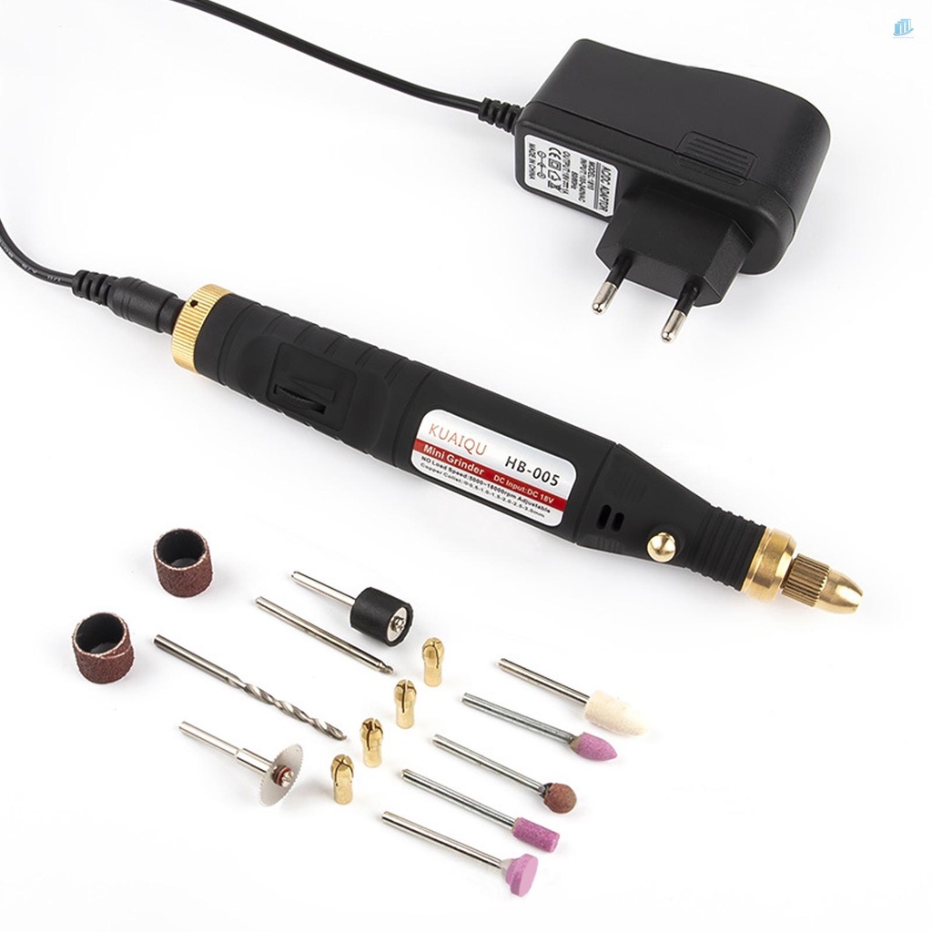 Bộ Dụng Cụ Mài Điện Tử Mini Cầm Tay 5000-18000RPM Điều Chỉnh Được Kèm 15 Phụ Kiện