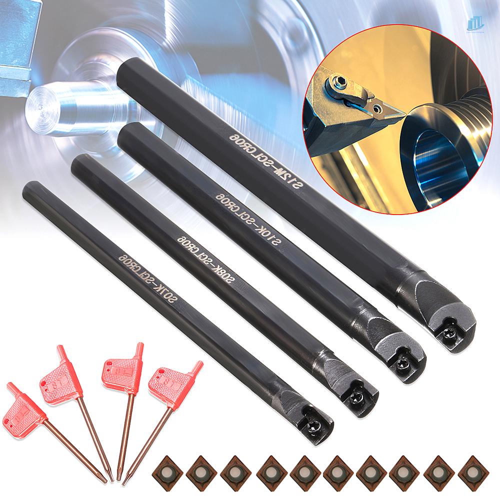 Set 4 Phụ Kiện 7 / 8 / 10 / 12mm S07K / S08K / S10K / S12M-SCLCR06 CNC Cho Máy Tiện060204 Bộ 4 Món Gồm Cây Chèn + Dụng Cụ Vệ Sinh Chuyên Dụng