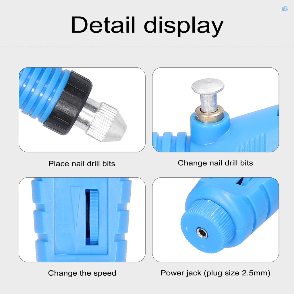 Bộ Máy Mài Móng Tay Mini Sạc USB (s2mwvn) Cầm Tay Với 6 Đầu Mài Tùy Chỉnh Tốc Độ