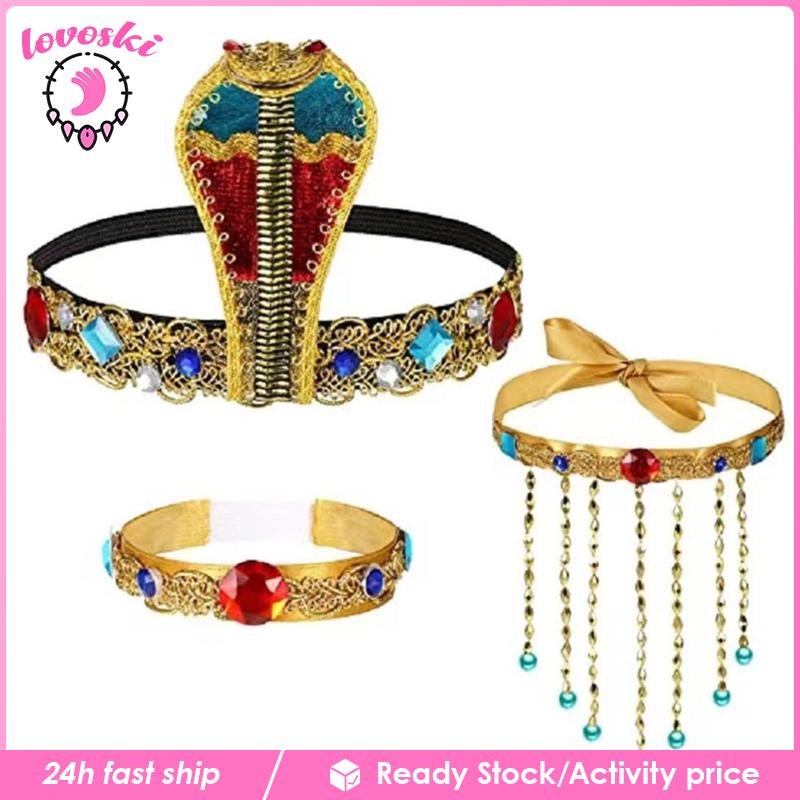 Set 3 Băng Đô Cài Tóc Hình Rắn Đính Hạt Dùng Hóa Trang