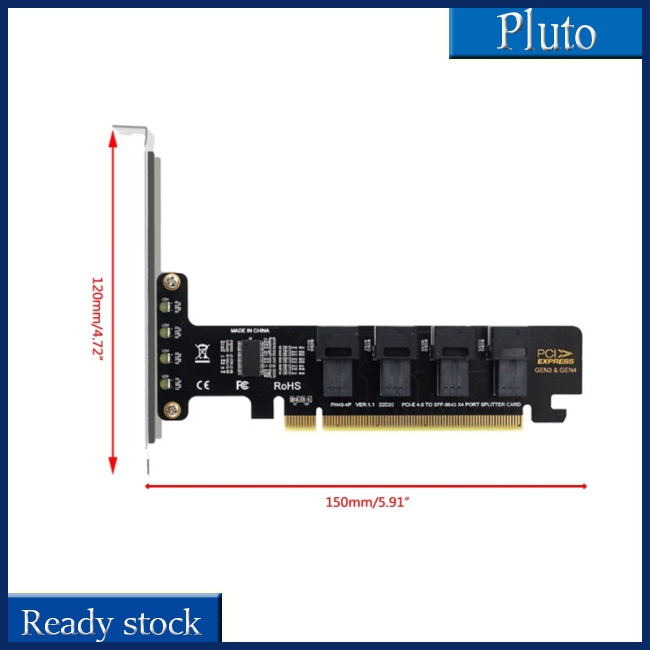 Thẻ Mở Rộng Pcie X16 Sang 4 Cổng U.2 Nvme Sff-8643 Sff-8639 Pci-e 4.0 T3eb Có Đèn Led