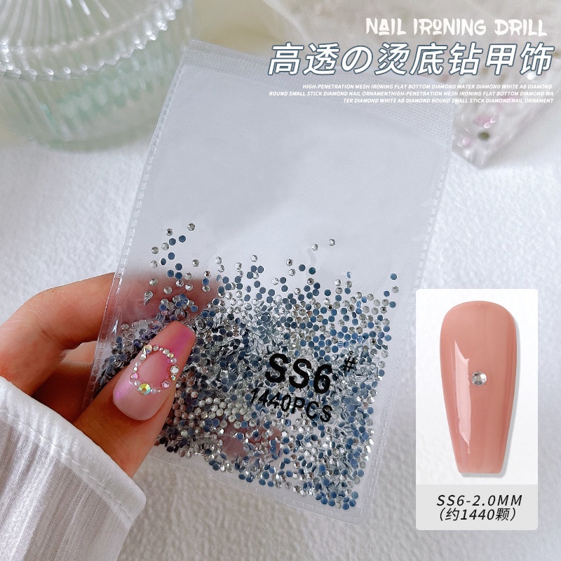 Túi 1440 viên đá chân bằng có lưới, đủ size, phụ kiện nail