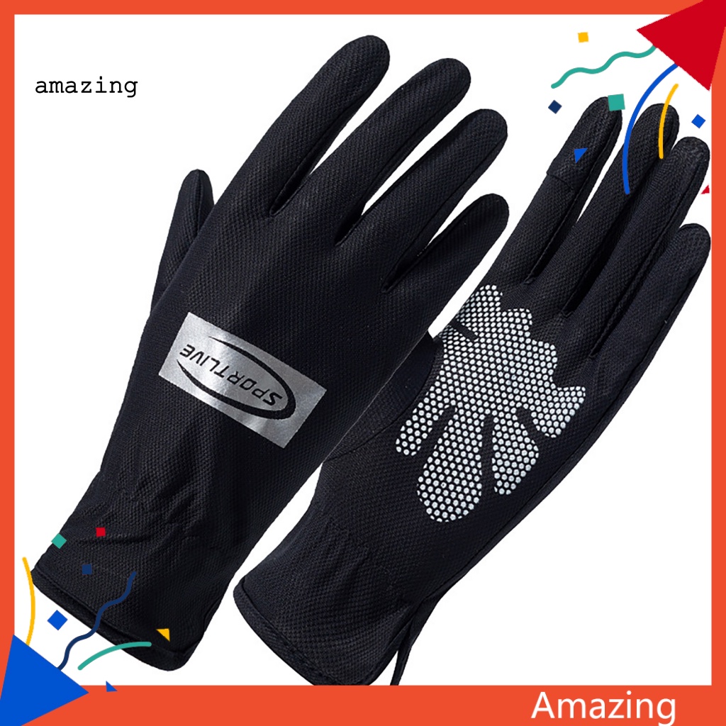 1 Đôi Găng Tay Lái Xe Bằng Lụa Lạnh Mỏng Chống Mài Mòn