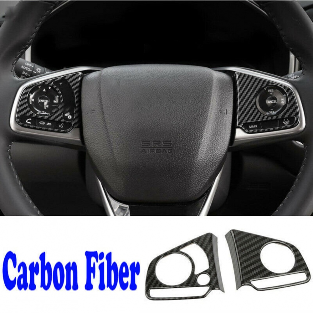 Set 2 Viền Trang Trí Vô Lăng Xe Hơi Honda CR-V 17-22 Bằng Sợi Carbon