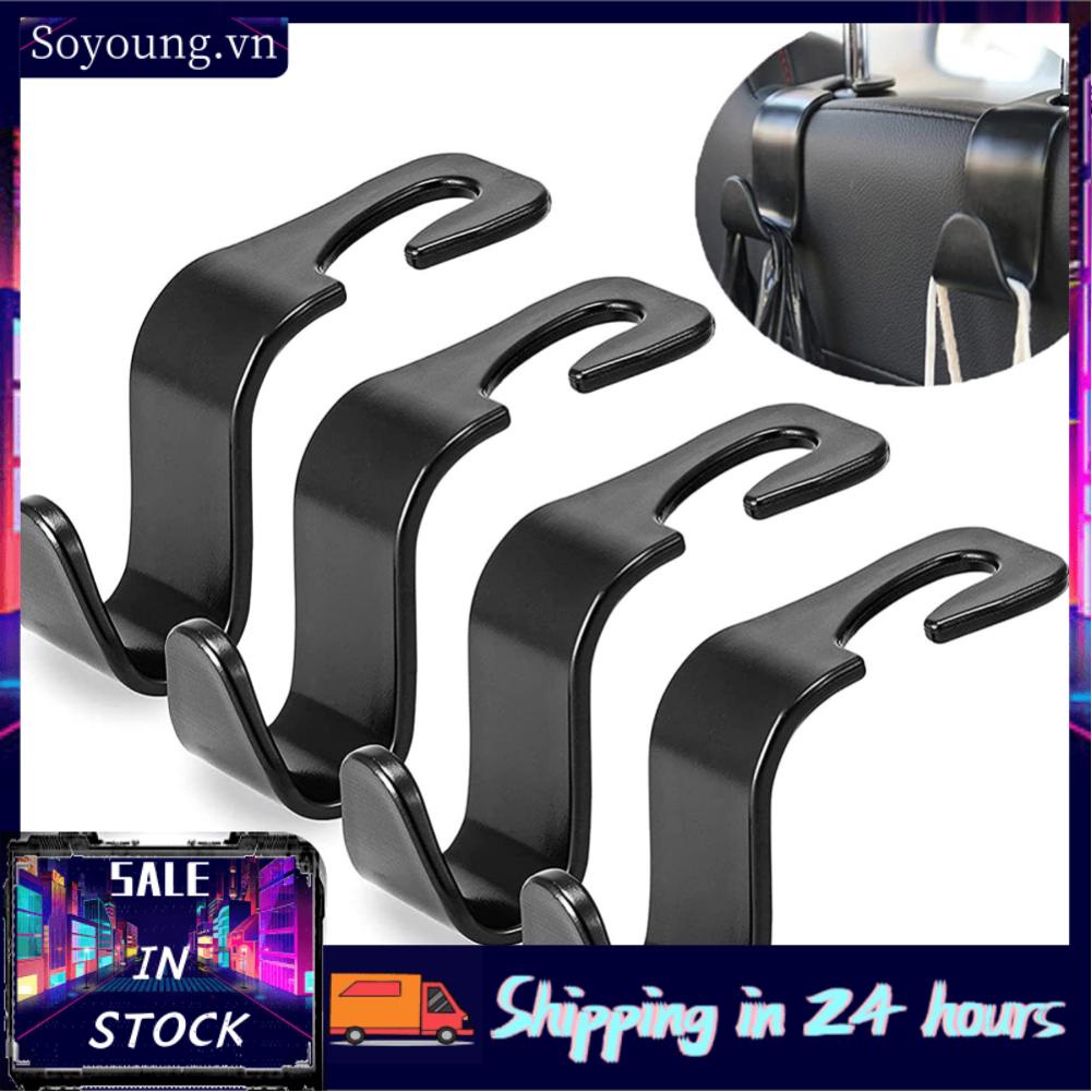 Soyoung 4Pcs Car Seat Headrest Hooks Back Hanger Storage Organizer for Handbag Purse Coat Clothes Grocery Bags