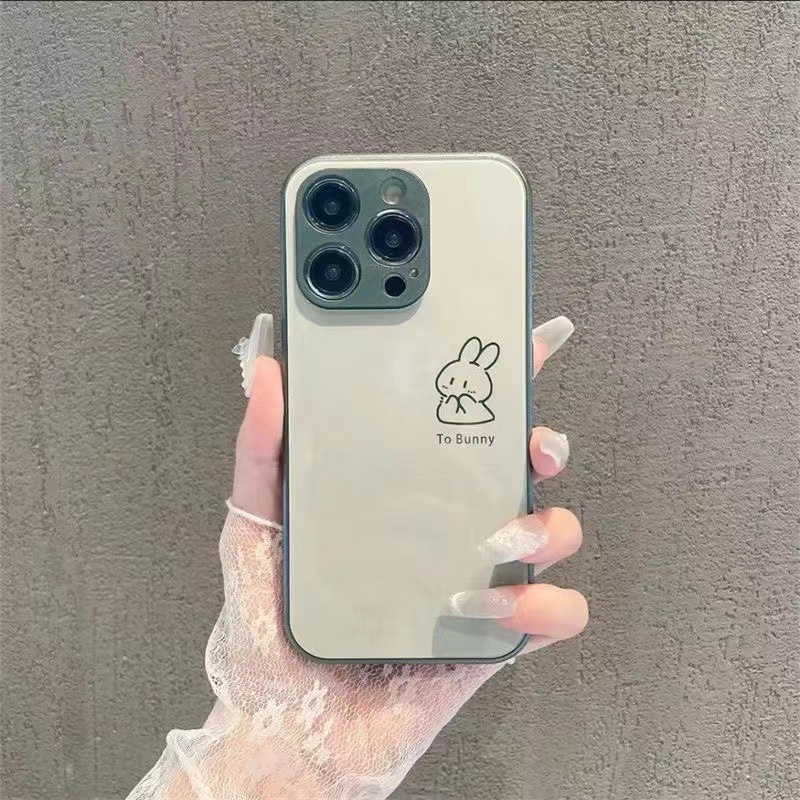 Ốp Điện Thoại Mặt Kính In Hình Thỏ Hoạt Hình Cho Iphone 12promax 12Pro 14Inch