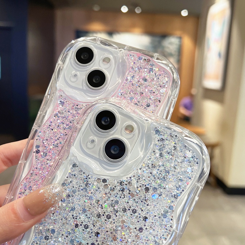 Ốp Điện Thoại Silicone Mềm Trang Trí Kim Tuyến Viền Gợn Sóng Cho Realme 11 Pro 10 GT Master Edition 8 7 GT Neo3 V15 V20