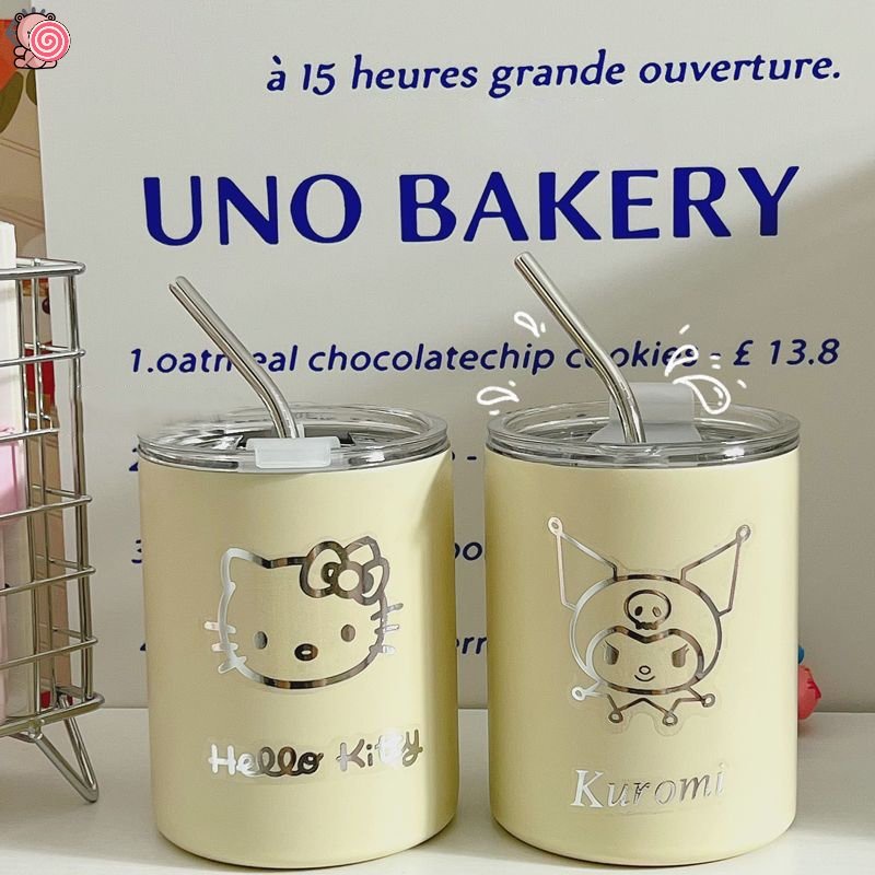 Bình Nước Giữ Nhiệt Bằng Thép Không Gỉ Có Nắp Kèm Ống Hút Tiện Lợi HSU