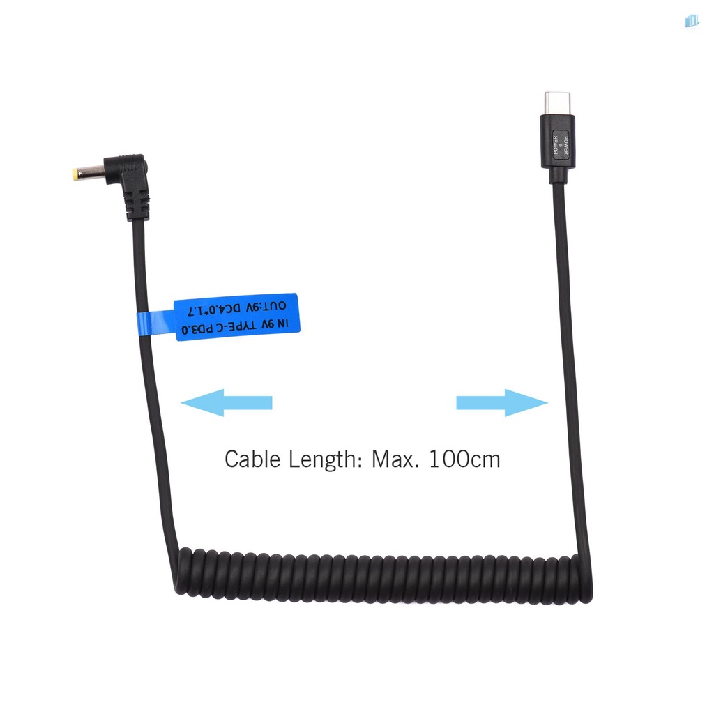 Dây Cáp Nối Nguồn 9V PD3.0 USB Type-C Male Sang 9V DC4.0 * 1.7mm Male