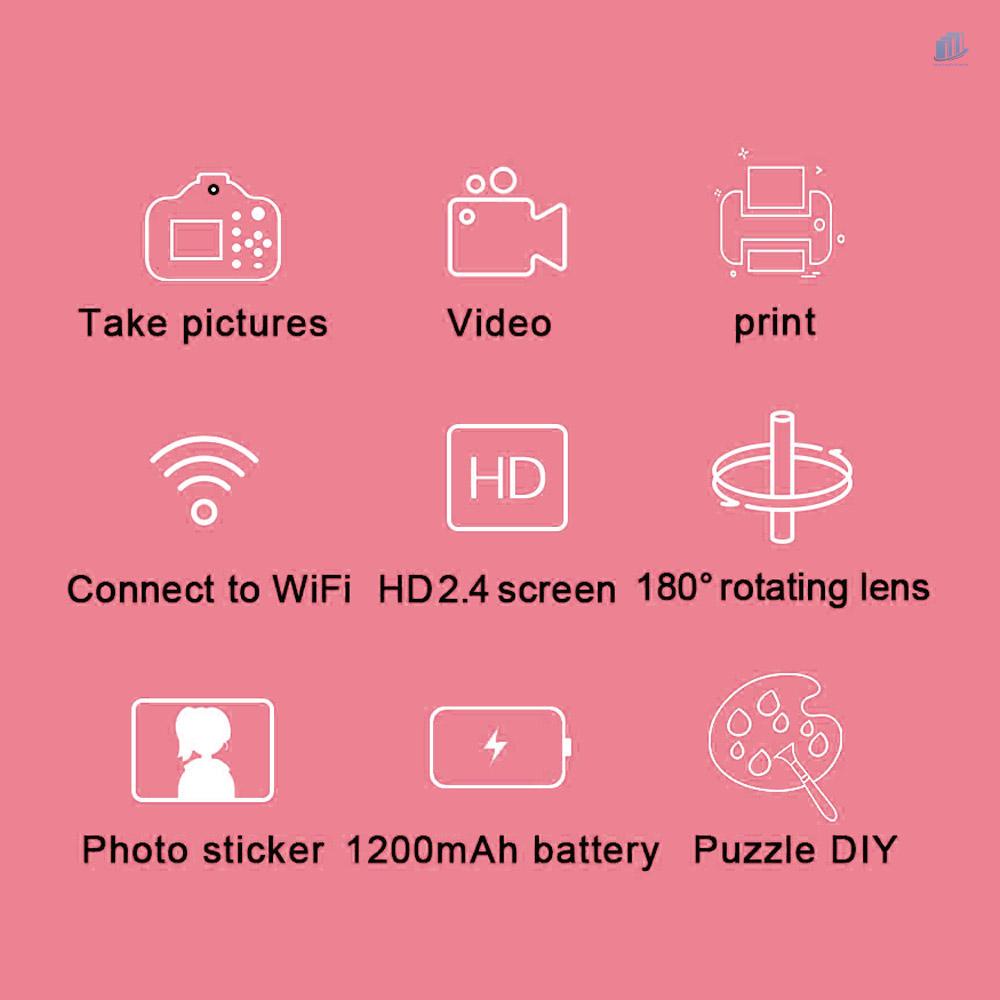 Camera Thông Minhwatchinone Màn Hình 2.4 Inch 1080P Kết Nối WiFi 180 Độ Kèm Phụ Kiện° Set 12 Bút Màu 4 + 4 + Ống Kính Xoay Bằng Giấy Dành Cho Trẻ Em