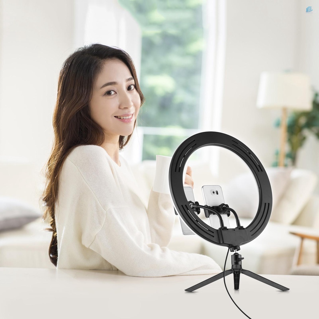 Đèn LED Chiếu Sáng 13 Inch Hai Màu Nhiệt Độ 2800K-5800K 10 Cấp Độ Kèm Giá Đỡ Ba Chân Cho Trang Điểm / Live S