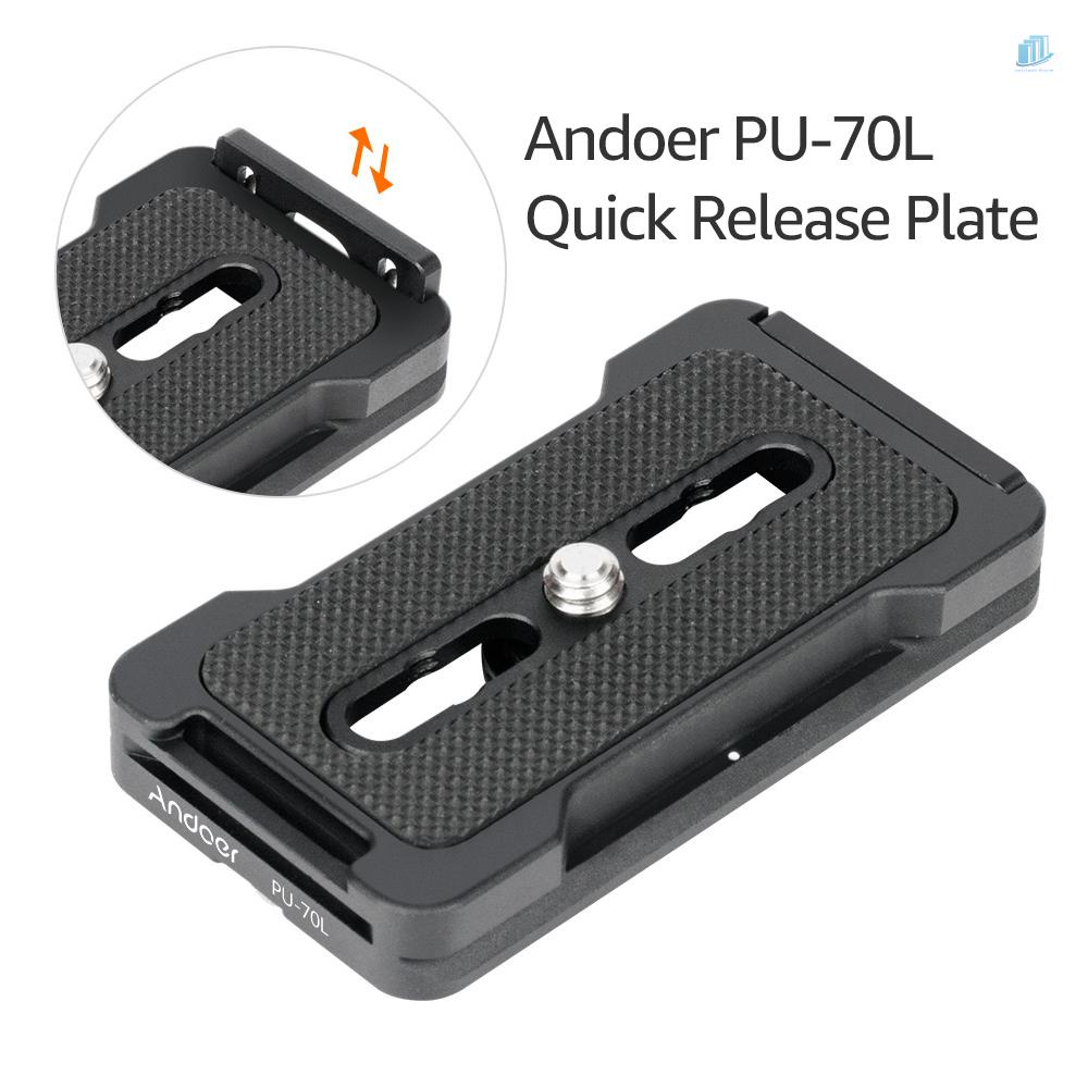 ANDOER Tấm Tháo Lắp Nhanh 70mm QR 1 / 4 Inches Tương Thích Arca Swiss Đầu Gậy Ba Chân Tiêu Chuẩn Arca Swiss PU-70L 70mm